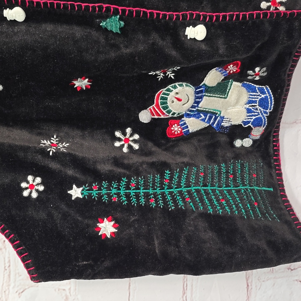 Tantrums Christmas Vest Applique Embroidery Snowman Snowflakes Womens Size XL - Picture 4 of 16
